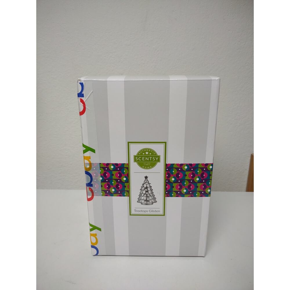 Scentsy All Aglow Small Christmas Tree Pine Gold Color Metal Wax Warmer In Box